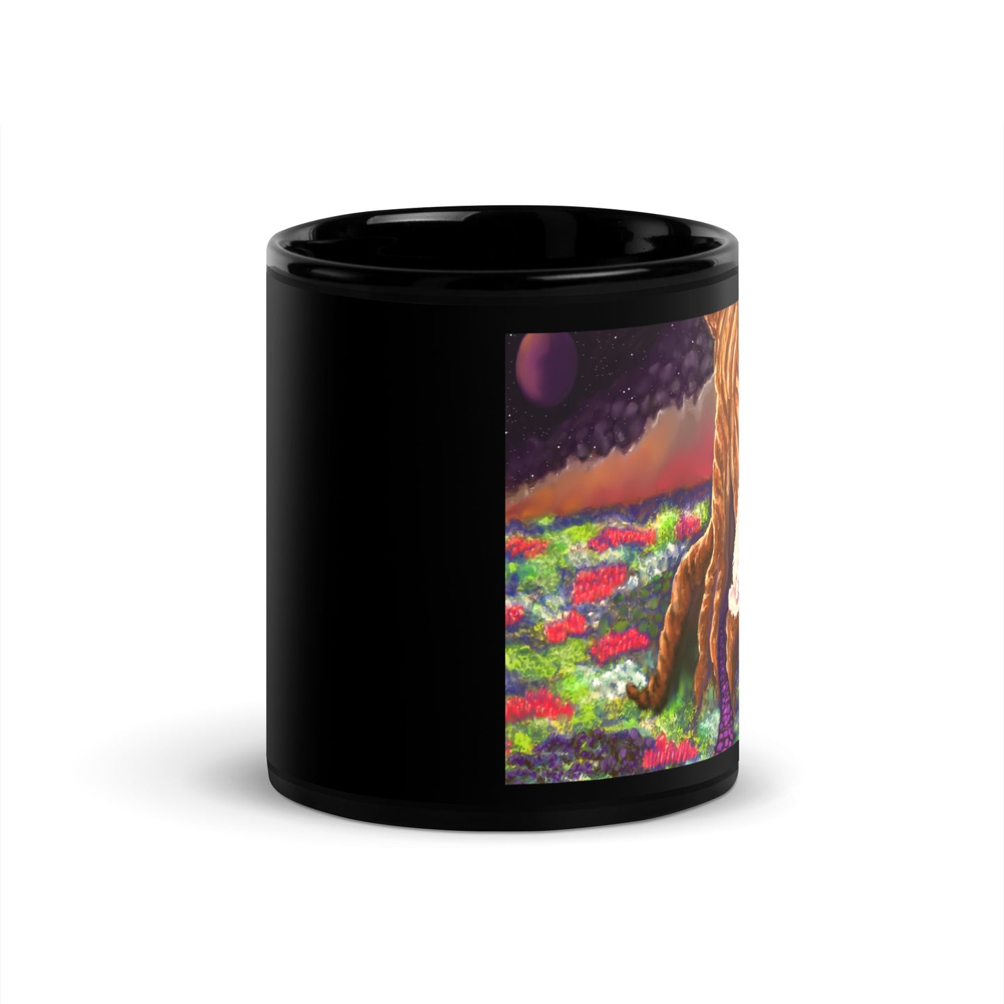 Intergalactic Space Bunny Art Black Glossy Mug
