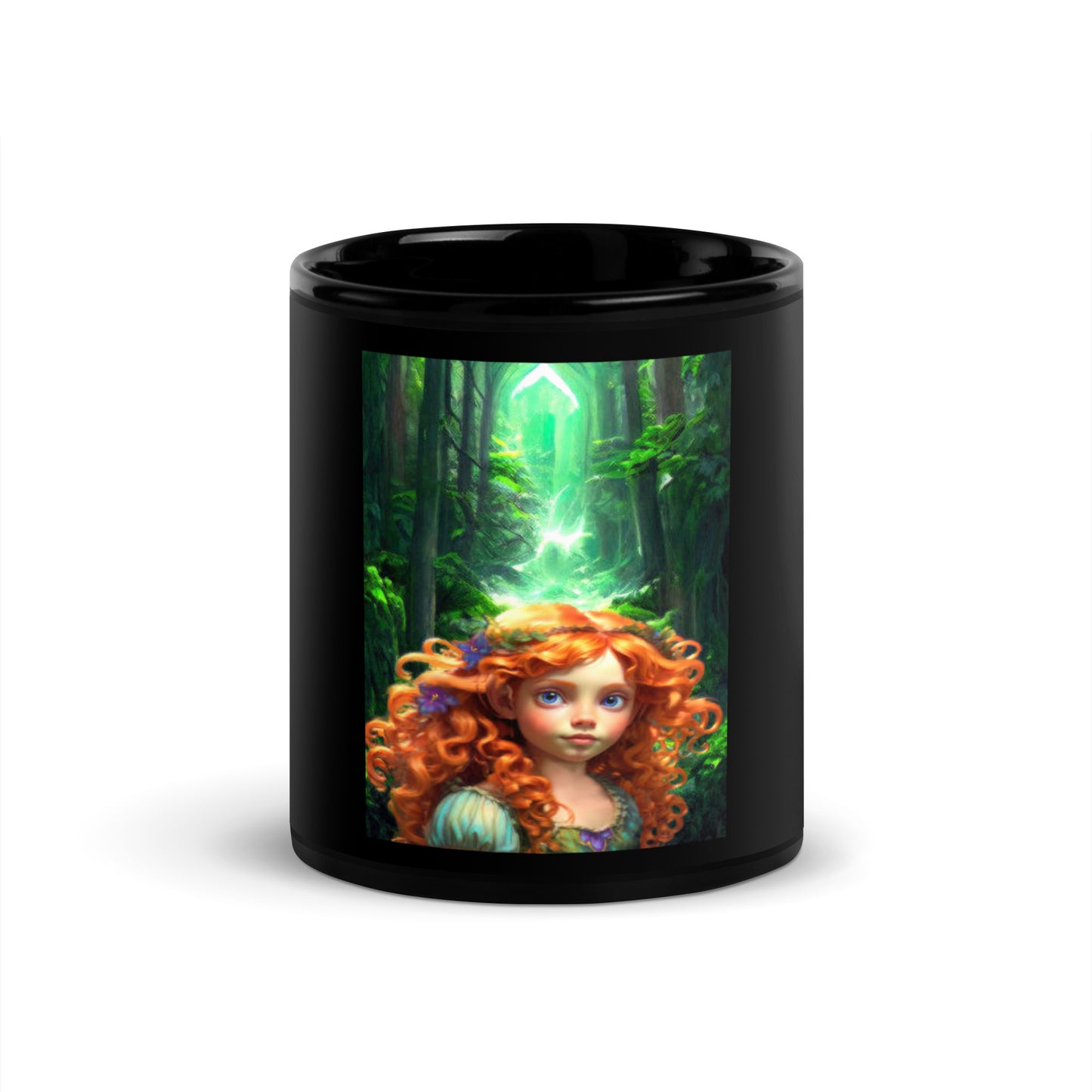 Irish Fairy Girl Black Glossy Mug