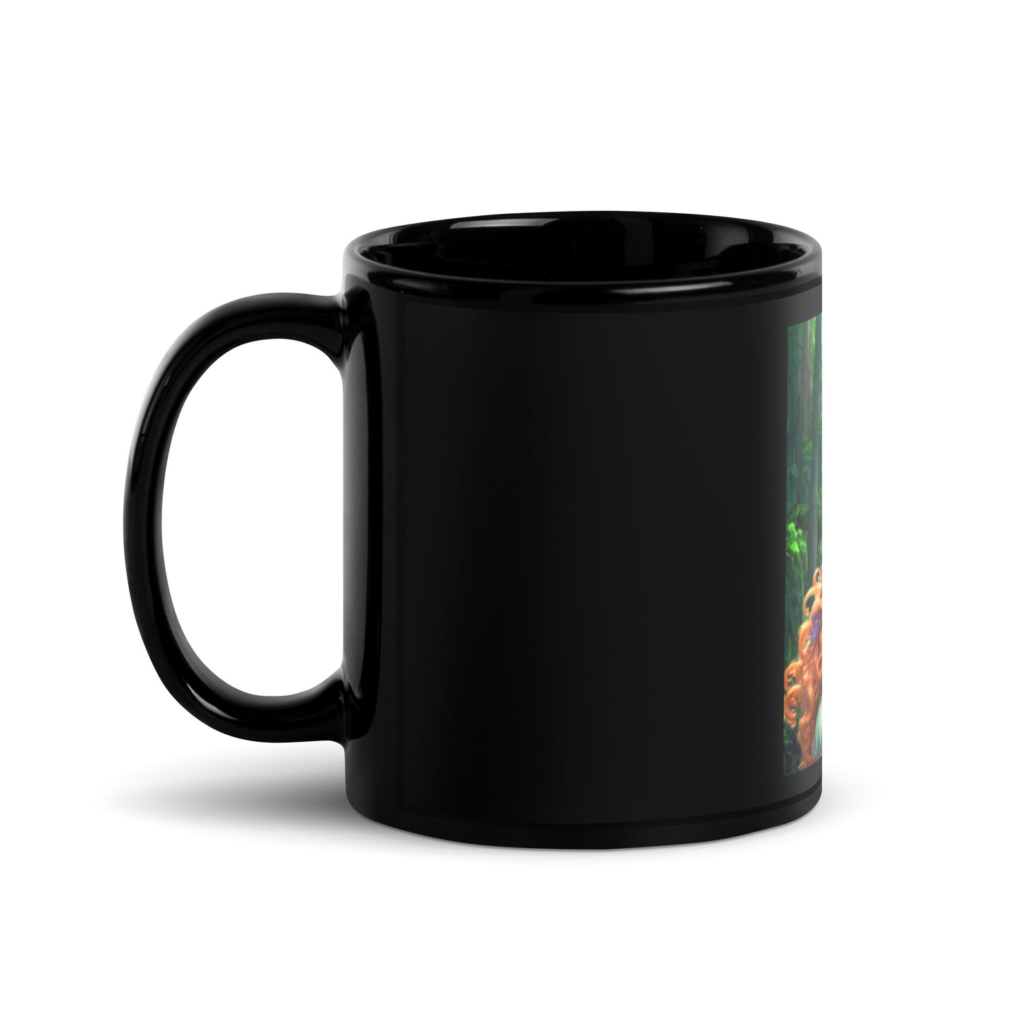 Irish Fairy Girl Black Glossy Mug