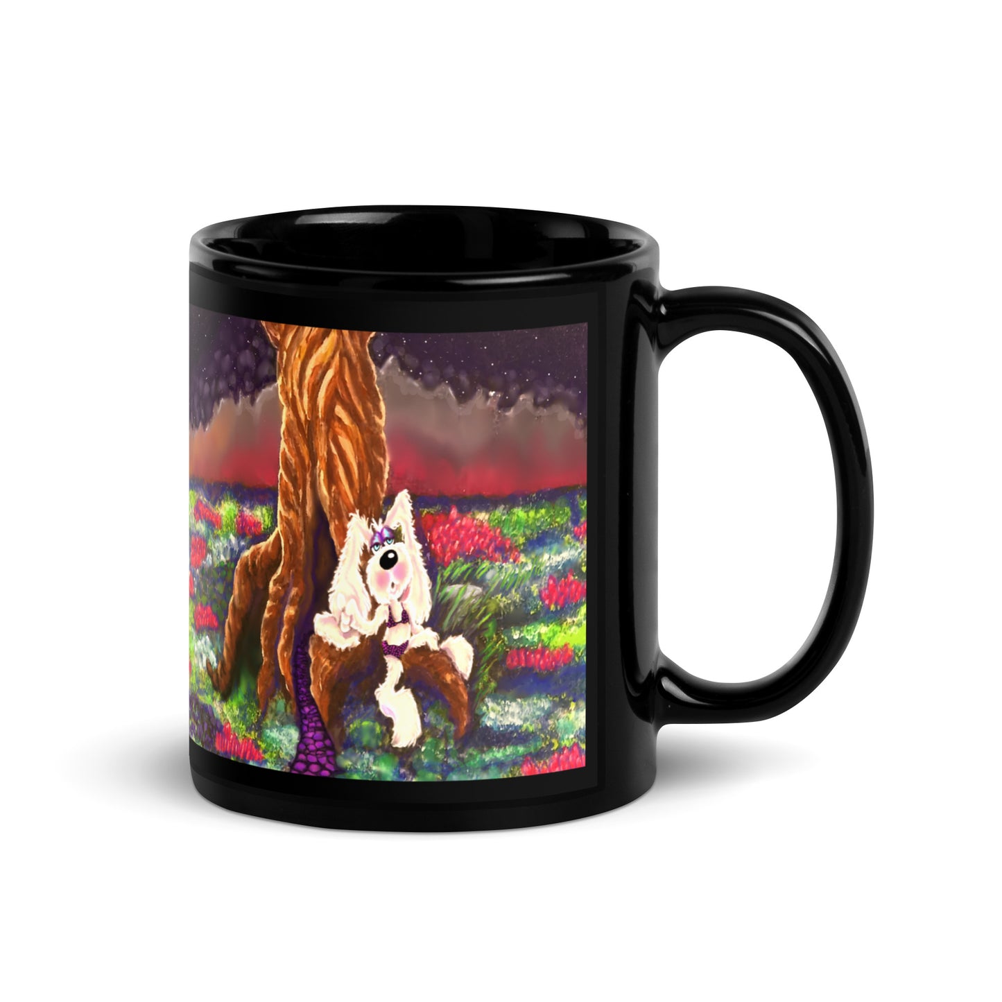 Intergalactic Space Bunny Art Black Glossy Mug
