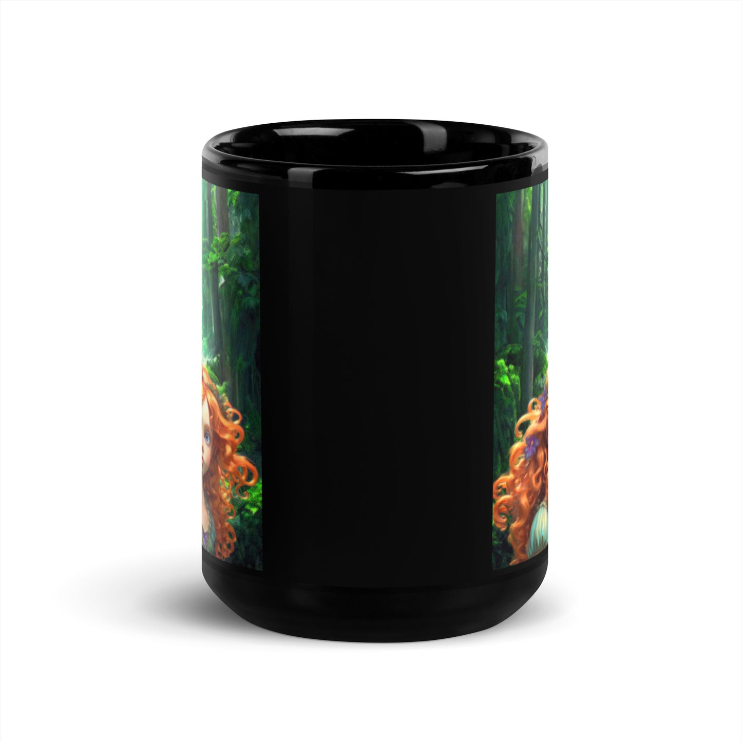 Irish Fairy Girl Black Glossy Mug