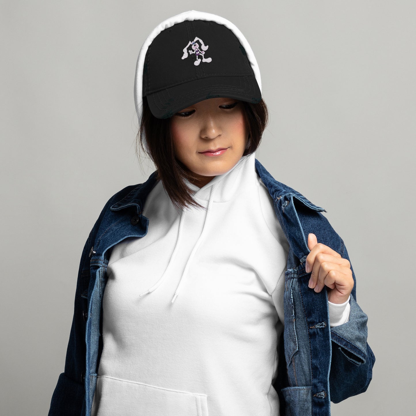Intergalactic Space Bunny Distressed Dad Hat