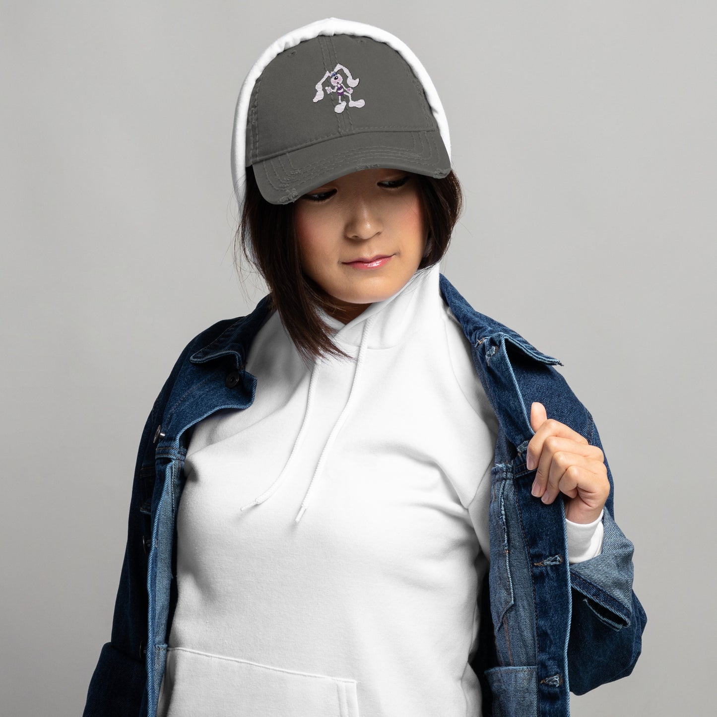 Intergalactic Space Bunny Distressed Dad Hat