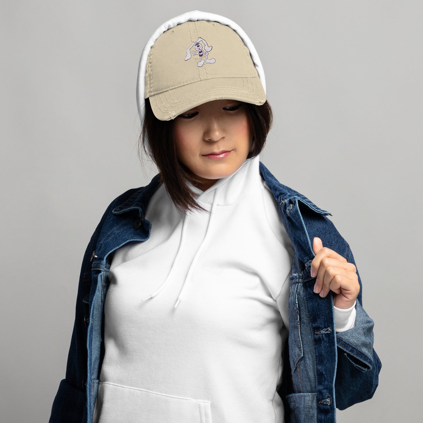 Intergalactic Space Bunny Distressed Dad Hat