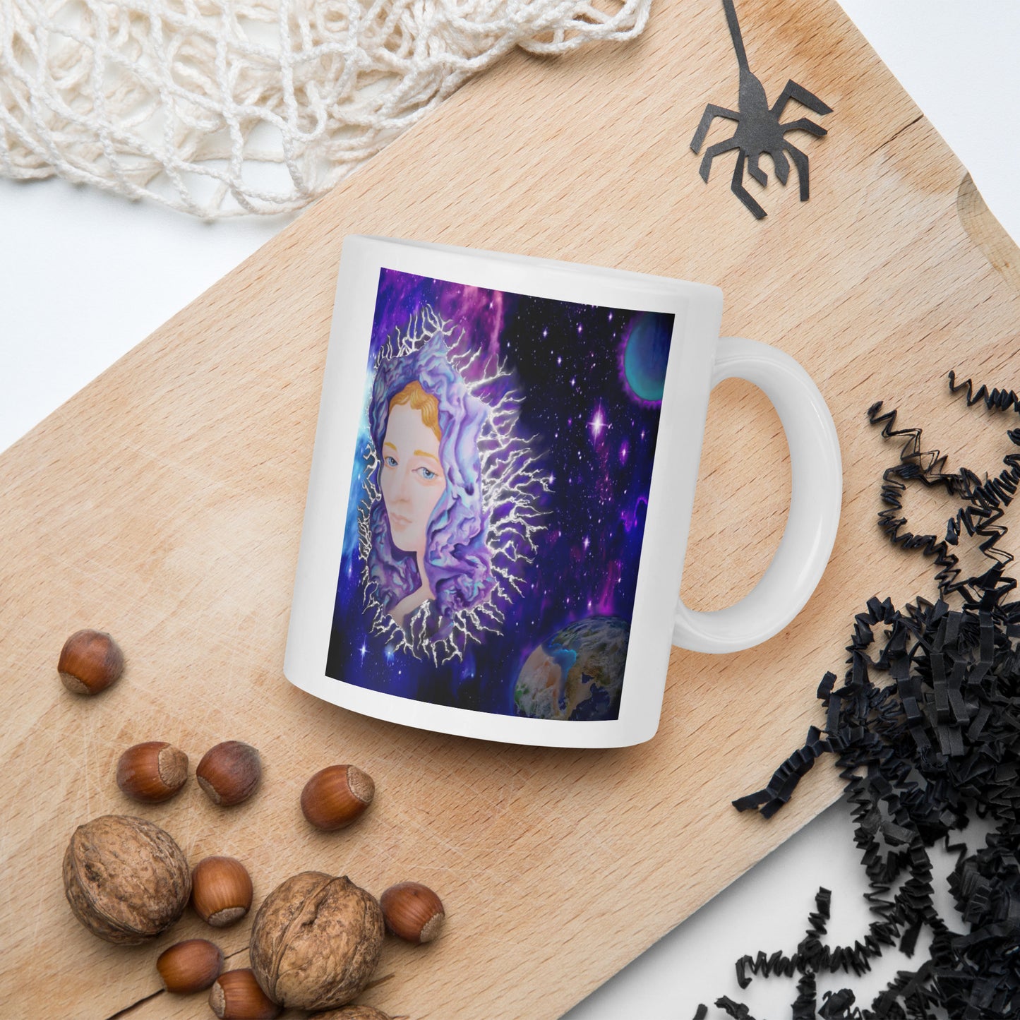 Angel in Space White glossy mug