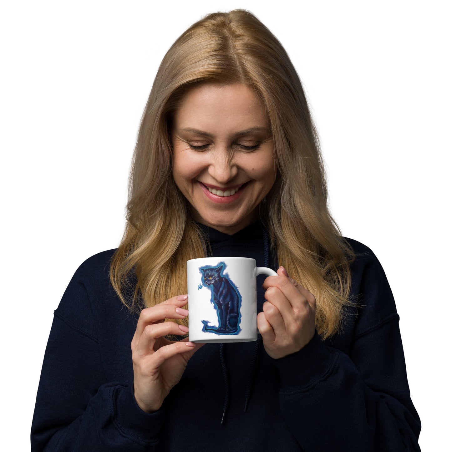Angry Cat Original Art White glossy mug