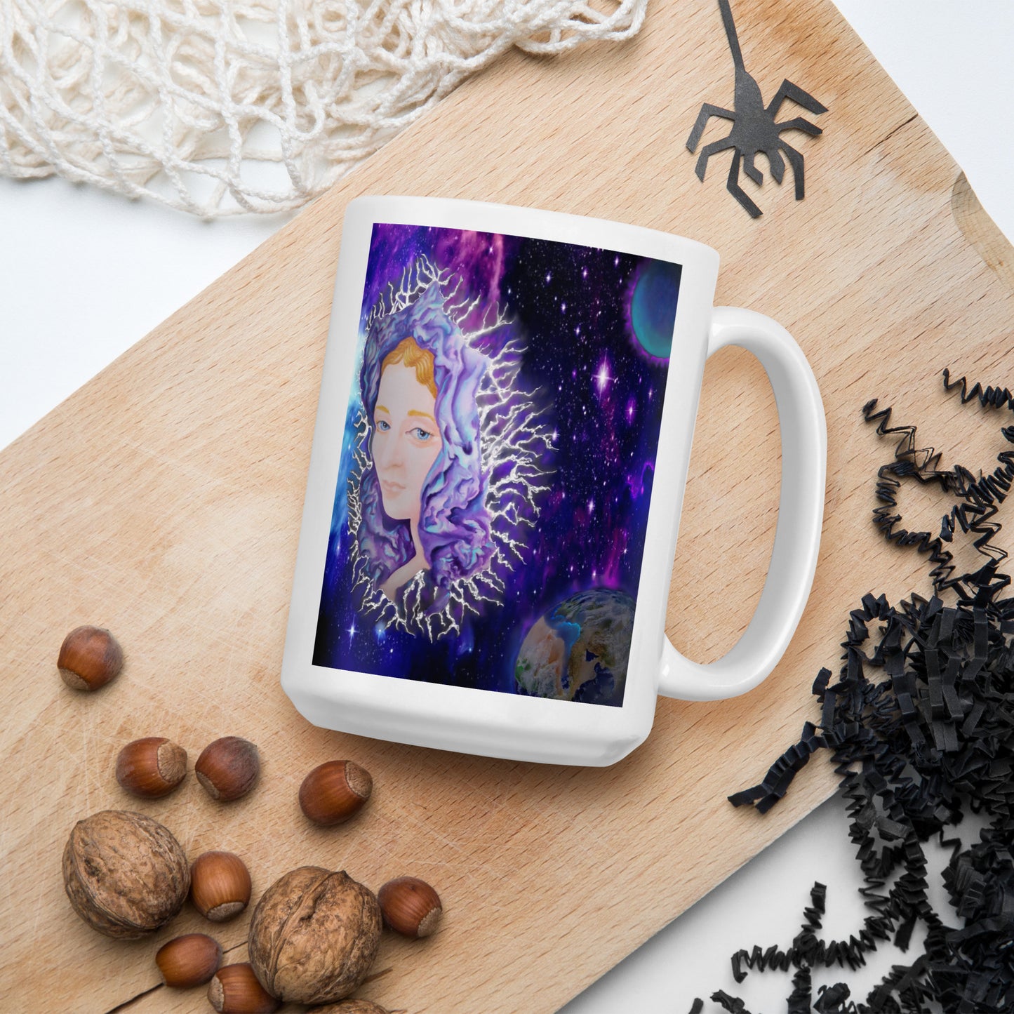 Angel in Space White glossy mug