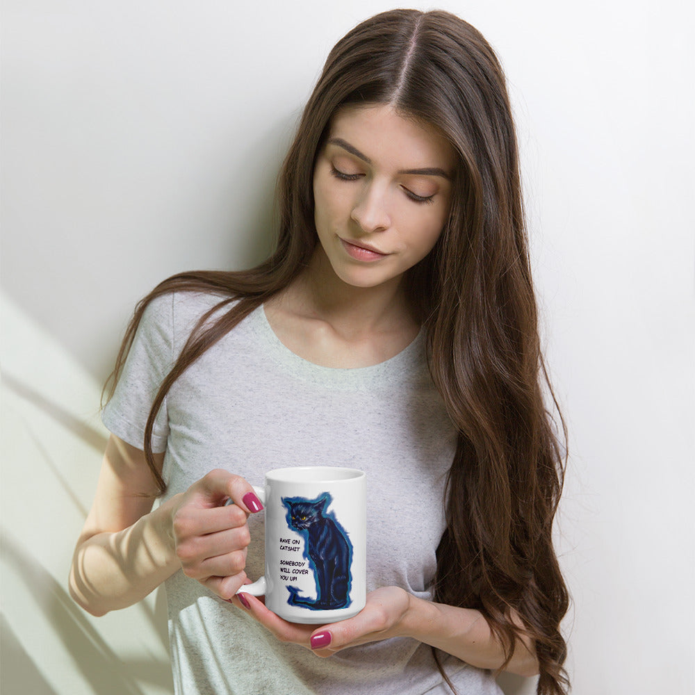 Snarky Cat Saying Original Art White glossy mug