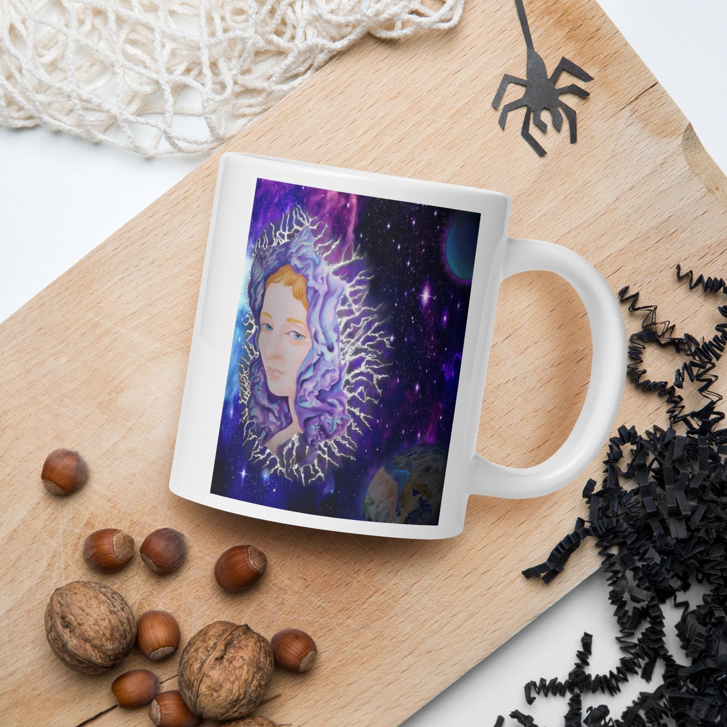 Angel in Space White glossy mug