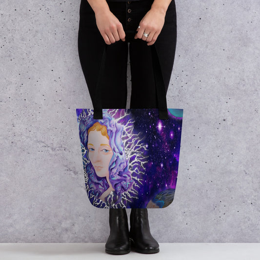 Original art Angel in Space Tote bag