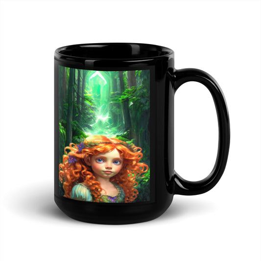 Irish Fairy Girl Black Glossy Mug