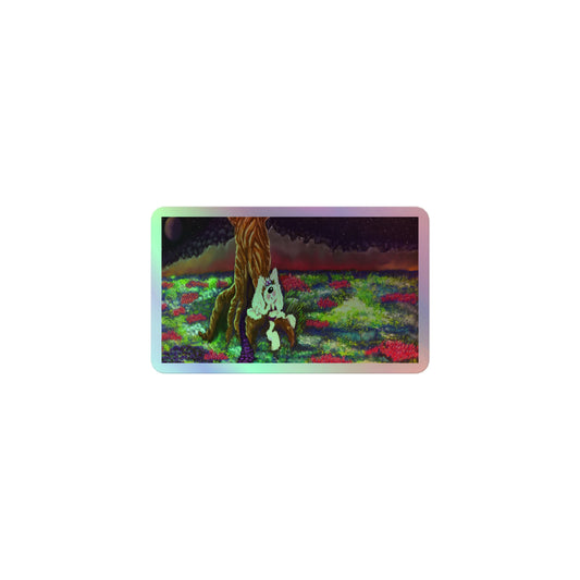 Intergalactic Space Bunny Art Holographic stickers